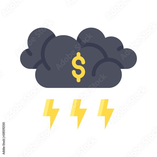 economic recession related dollar sign with clouds and shock sign vectors in flat style,