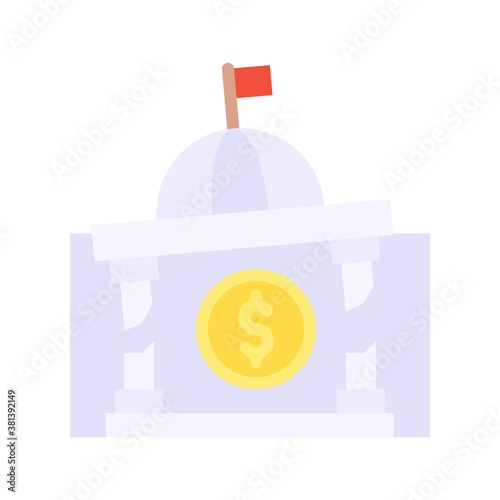 economic recession related dollars with crack bank building and flag vectors in flat style,