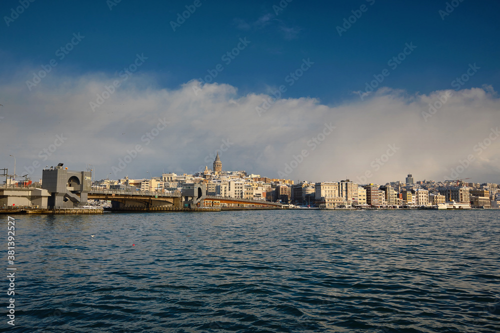 View of the historical part of Istanbul and Galata tower. Turkey