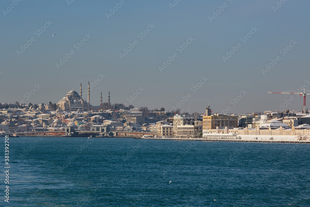 View of the historical part of Istanbul and the Bosphorus. Turkey