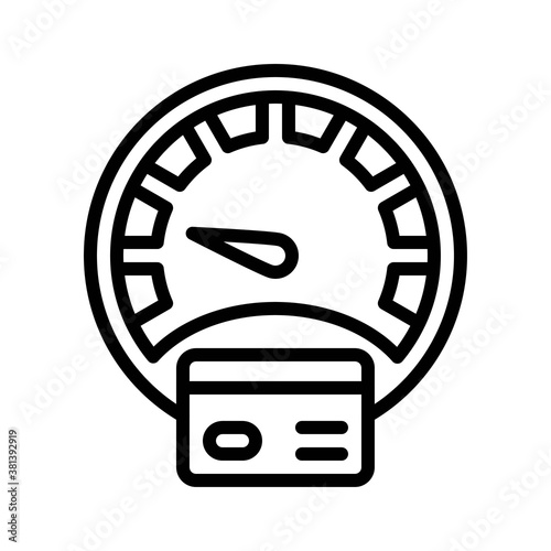 economic recession related speedometer with credit card and arrow vectors in lineal style,