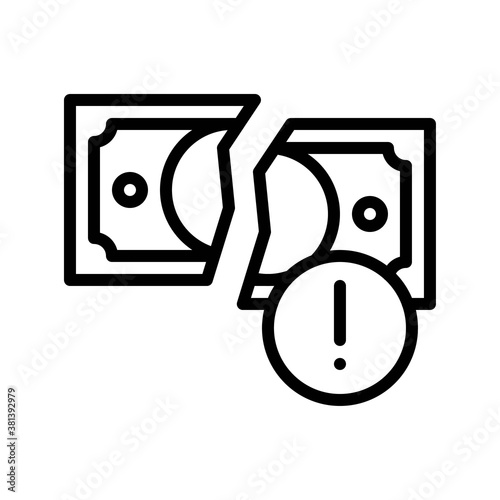 economic recession related crack dollars with letter i sign vectors in lineal style,