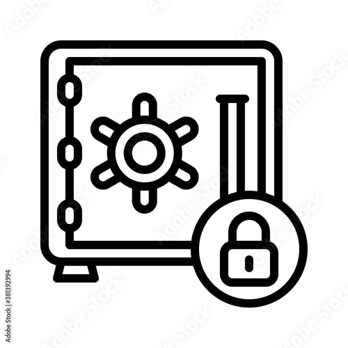 economic recession related locker with lock and handle vectors in lineal style,
