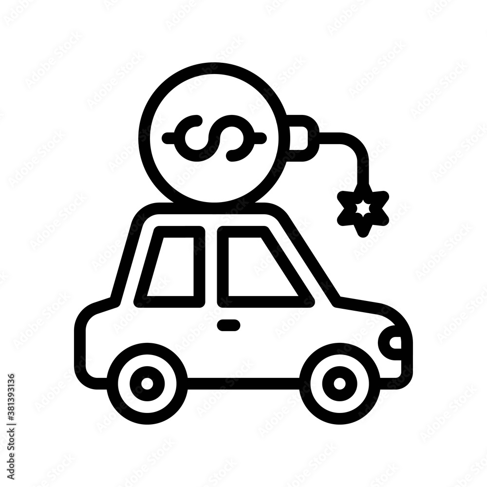 economic recession related car with boom and dollar sign vectors in lineal style, economic recession related car with boom and dollar sign vectors in lineal style,