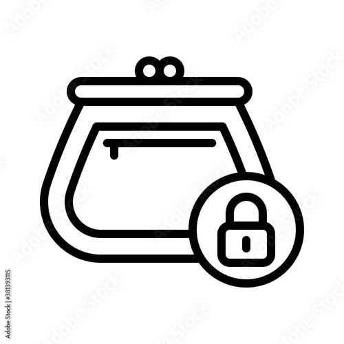 economic recession related ladies bag with lock and zip vectors in lineal style,