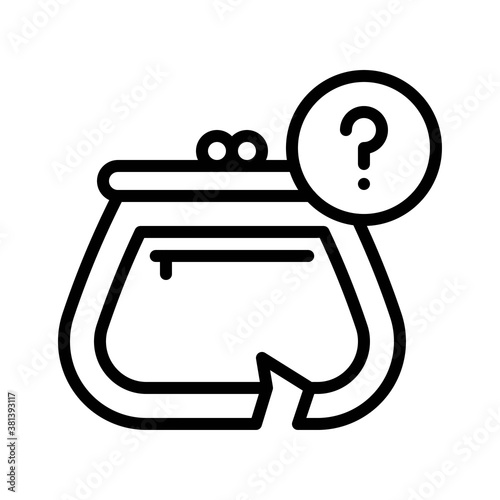 economic recession related crack ladies bag with question mark and zip vectors in lineal style,