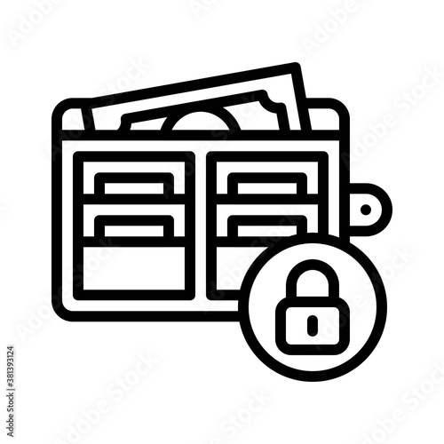 economic recession related wallet, dollar with lock and button vectors in lineal style,