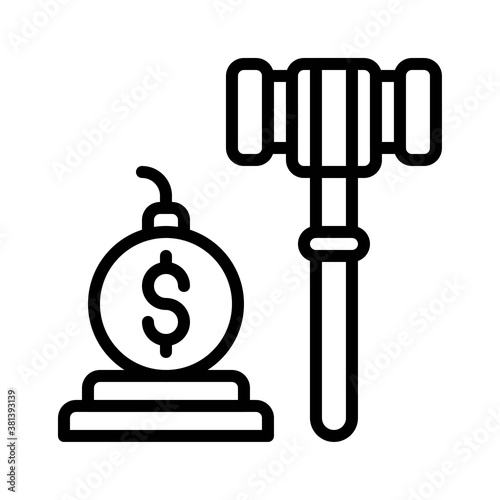 economic recession related justice hummer with boom and dollar vectors in lineal style,