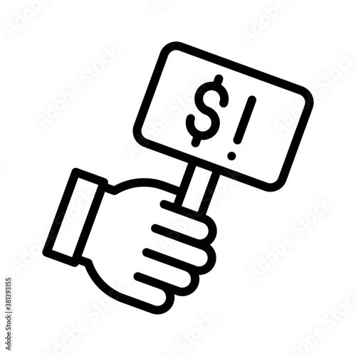 economic recession related board in hand with dollar sign on board vectors in lineal style,