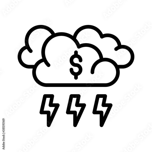 Obraz na płótnie economic recession related dollar sign with clouds and shock sign vectors in lineal style, w salonie
