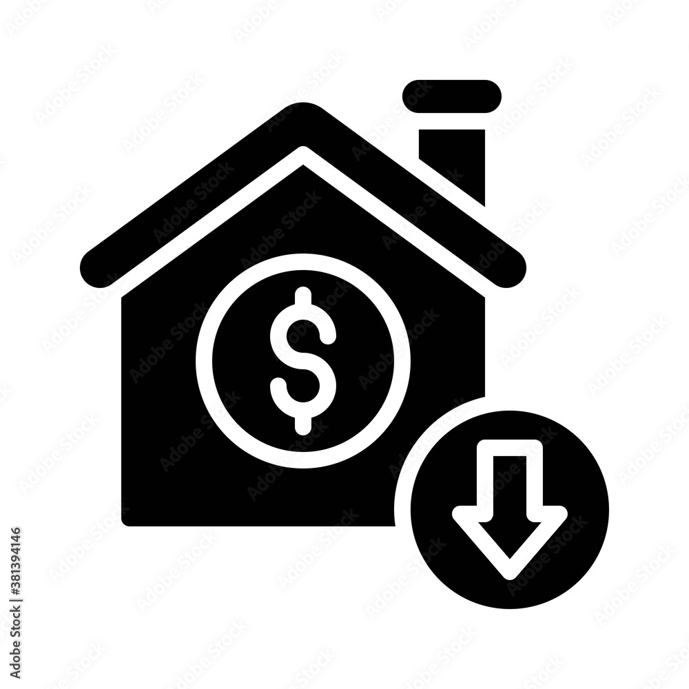 economic recession related house building with dollar penni and arrow vectors in solid design, economic recession related house building with dollar penni and arrow vectors in solid design,