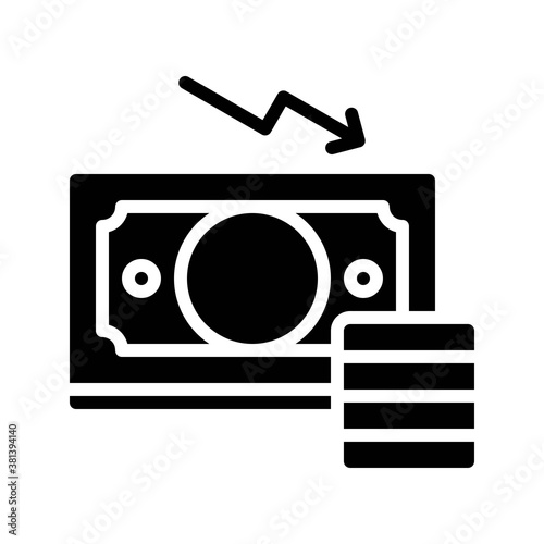 economic recession related dollar and pennies with arrow vectors in solid design,
