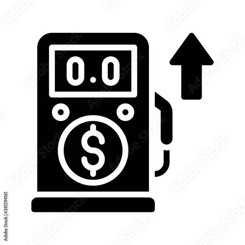 economic recession related petrol pump with dollar penni vectors in solid design, photo