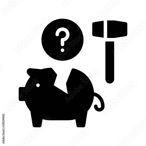 economic recession related crack pig with question mark and hummer vectors in solid design,