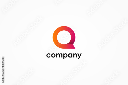 Simple Initial Letter Q Logo. Red and Orange Circle Shape Origami Style isolated on White Background. Usable for Business and Branding Logos. Flat Vector Logo Design Template Element. photo