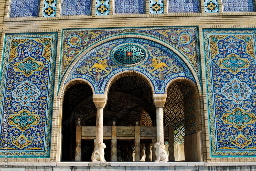 The beautiful tiled work of Golestan Palace, originally built in 16th-Century. UNESCO world heritage site. Tehran Iran