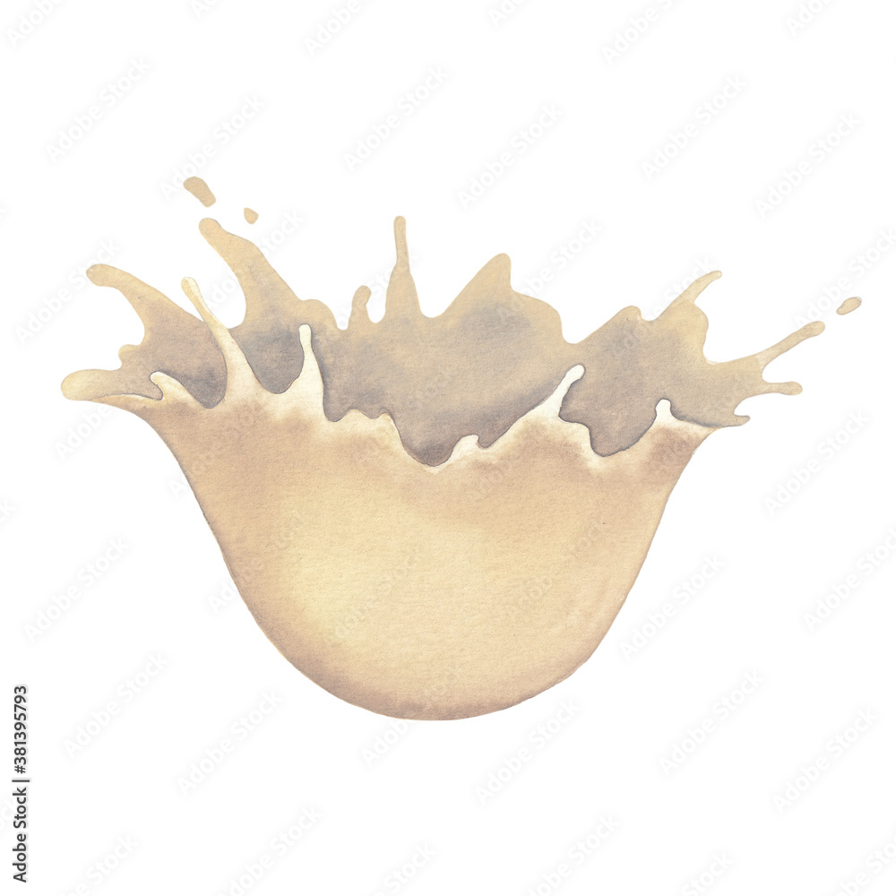 Fototapeta premium Watercolor milk splash isolated on white background