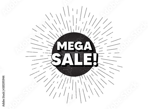 Mega Sale. Vintage star burst banner. Special offer price sign. Advertising Discounts symbol. Hipster sun with rays. Retro vintage starburst element. Sunburst rays bubble. Mega sale banner. Vector