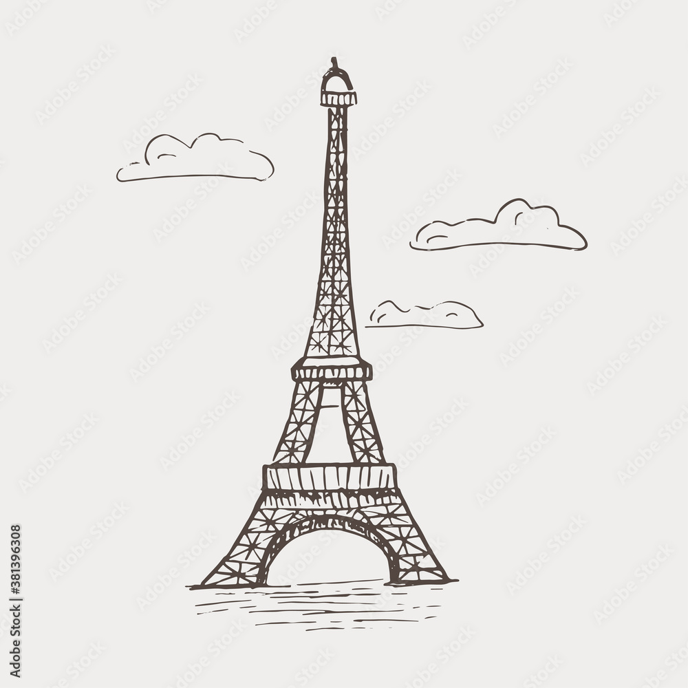 Fototapeta premium vector sketch illustration - Eiffel Tower