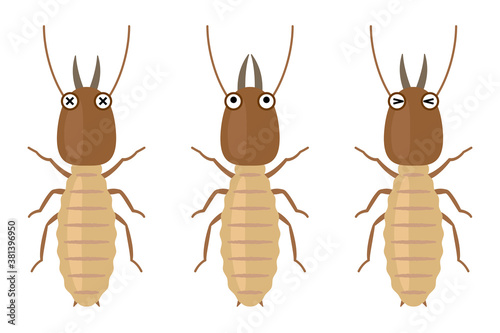 漫画風シロアリのアイコンセット　シロアリ駆除