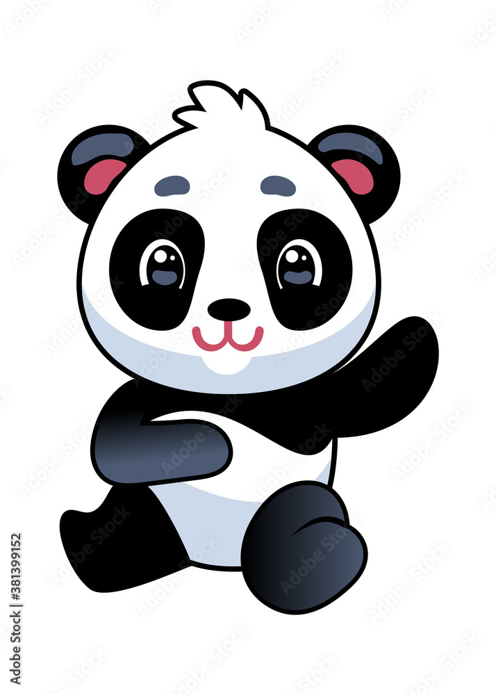 Panda. Cute asian adorable bear seating, china baby mascot zoo animal, simple icon or logo design, tropical black and white flat cartoon vector isolated character kids illustration Panda. Cute asian adorable bear seating, china baby mascot zoo animal, simple icon or logo design, tropical black and white flat cartoon vector isolated character kids illustration