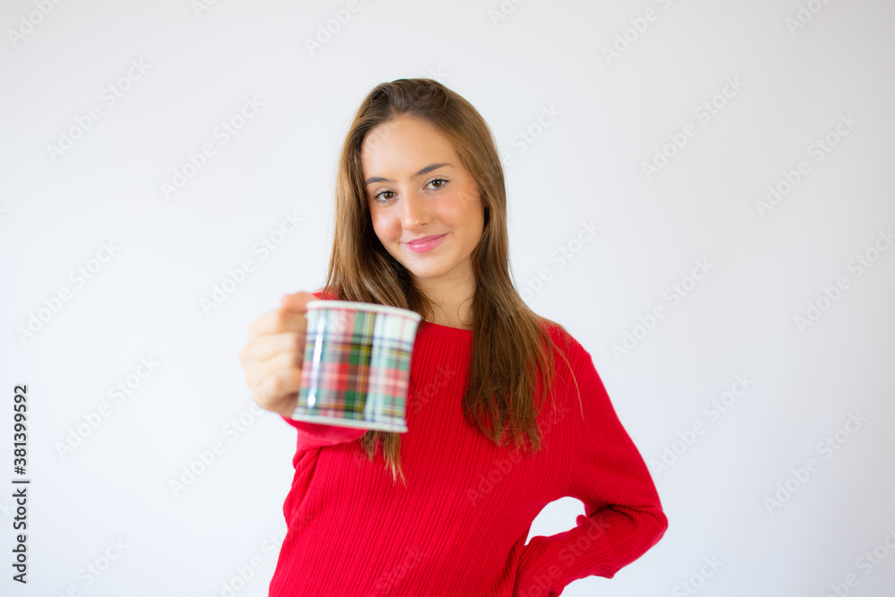 winter girl drinking tea wearing warm winter clothing winter girl drinking tea wearing warm winter clothing
