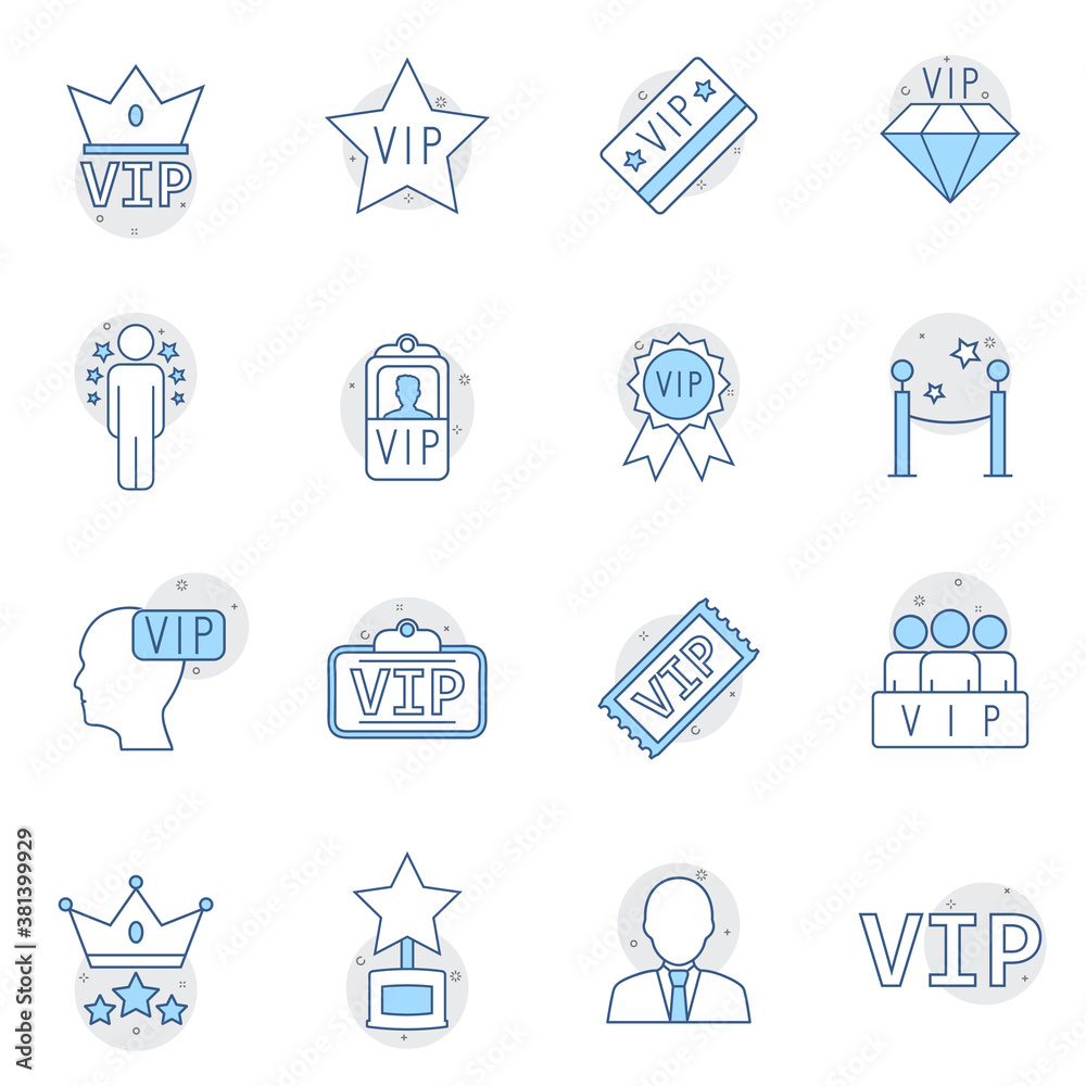 Set of vip Related Vector Line Icons. Contains such Icons as celebrities, stars, fame and more. Perfect vector graphics Set of vip Related Vector Line Icons. Contains such Icons as celebrities, stars, fame and more. Perfect vector graphics