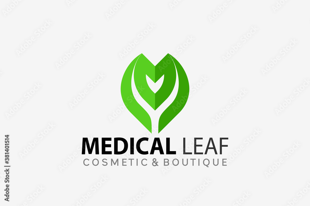 Letter M Medical Nature Leaf Logo Design Vector Illustration Letter M Medical Nature Leaf Logo Design Vector Illustration
