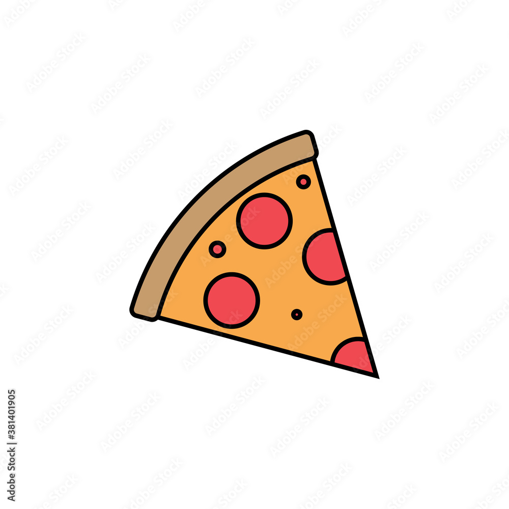 Pizza icon with colour. Pizza isolated on white background. Vector Pizza icon with colour. Pizza isolated on white background. Vector