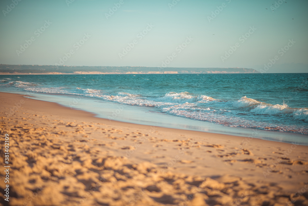 mystery of the beach and ocean waves.  vacation by the ocean.  landscape of the beach and sea waves