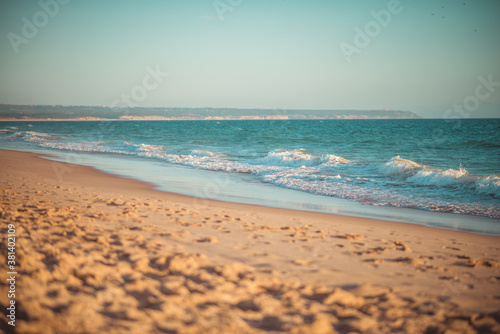 mystery of the beach and ocean waves.  vacation by the ocean.  landscape of the beach and sea waves