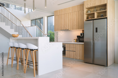 Εκτύπωση καμβά Interior design of pool villa, house, home, condo and apartment feature round st
