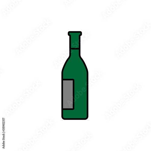 The wine bottle icon. Bottle symbol. Flat Vector illustration