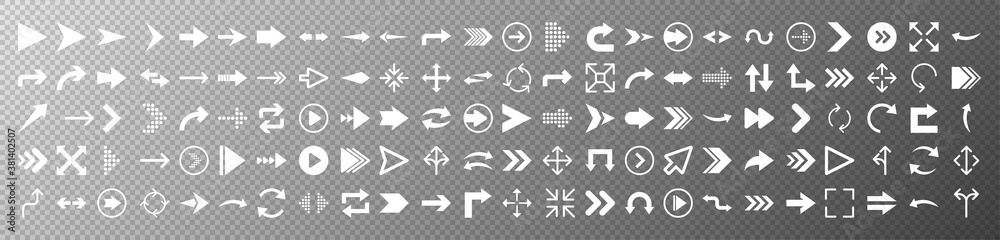 Arrows icon set in flat style on transparent background. Thin line. Web design. Vector illustration. Arrows icon set in flat style on transparent background. Thin line. Web design. Vector illustration.