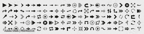 Arrows icon set in flat style on transparent background. Thin line. Web design. Vector illustration.