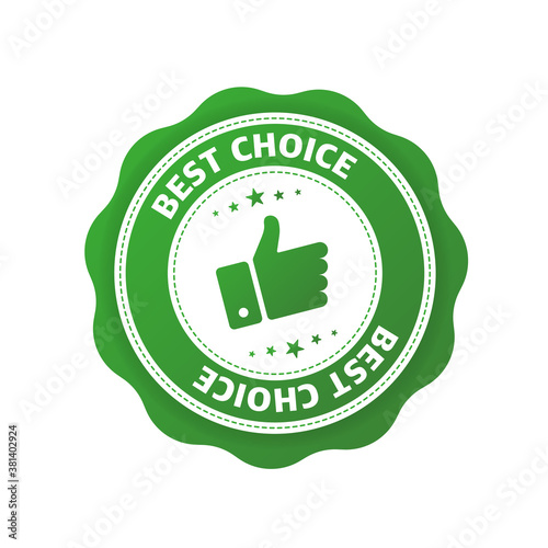 Best choice on white background. Green recommended banner. Vector illustration.
