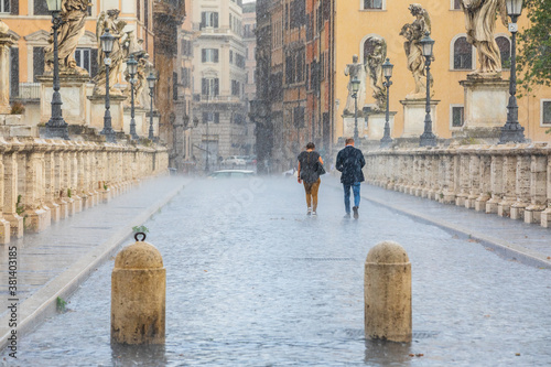 Photography Rain in the historic center of Rome in Italy