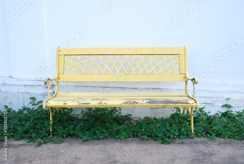 focus on vintage yellow armchair
