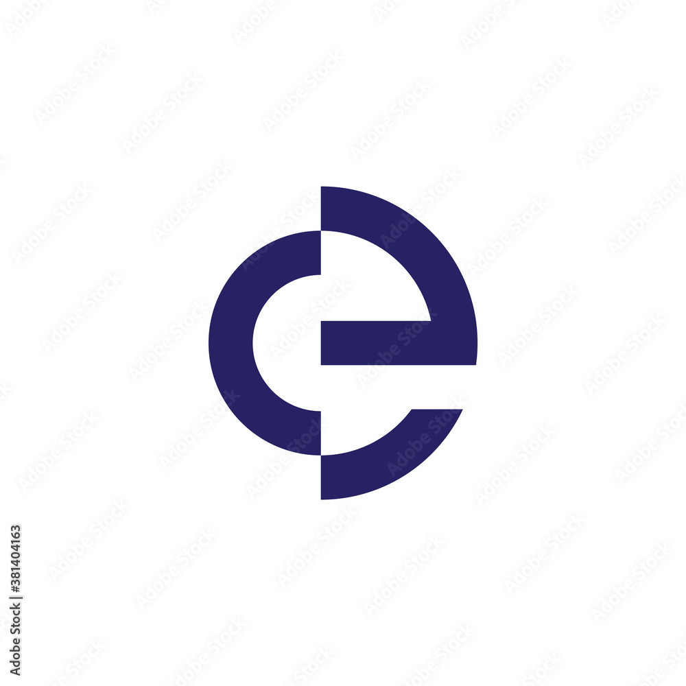 letter ec simple circle cut line geometric logo vector letter ec simple circle cut line geometric logo vector