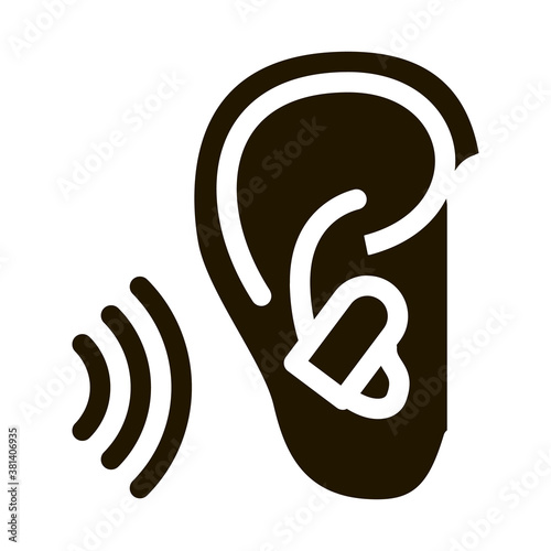 Ear Plug For Sleeping glyph icon vector. Ear Plug For Sleeping Sign. isolated symbol illustration