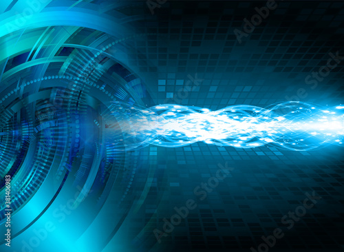 Blue cyber circuit future technology concept background 