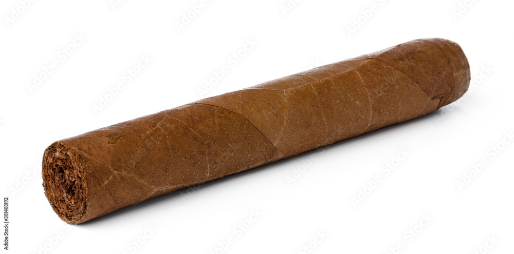 One hand rolled cigar isolated on white One hand rolled cigar isolated on white