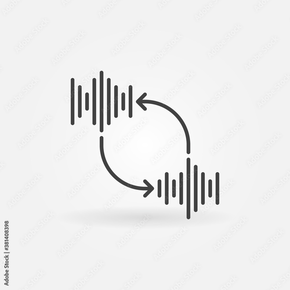 Sound Waves with Arrows outline vector concept icon or design element Sound Waves with Arrows outline vector concept icon or design element