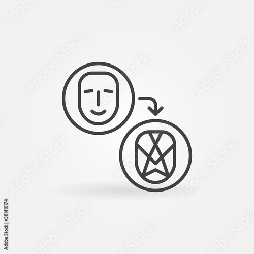 Face Swap or Deepfake vector thin line concept icon or design element