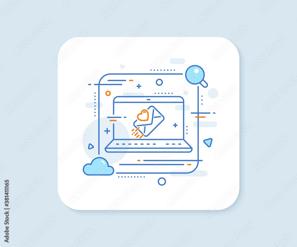 Love letter line icon. Abstract vector button. Heart mail sign. Valentine day symbol. Love letter line icon. Laptop concept badge. Vector Love letter line icon. Abstract vector button. Heart mail sign. Valentine day symbol. Love letter line icon. Laptop concept badge. Vector