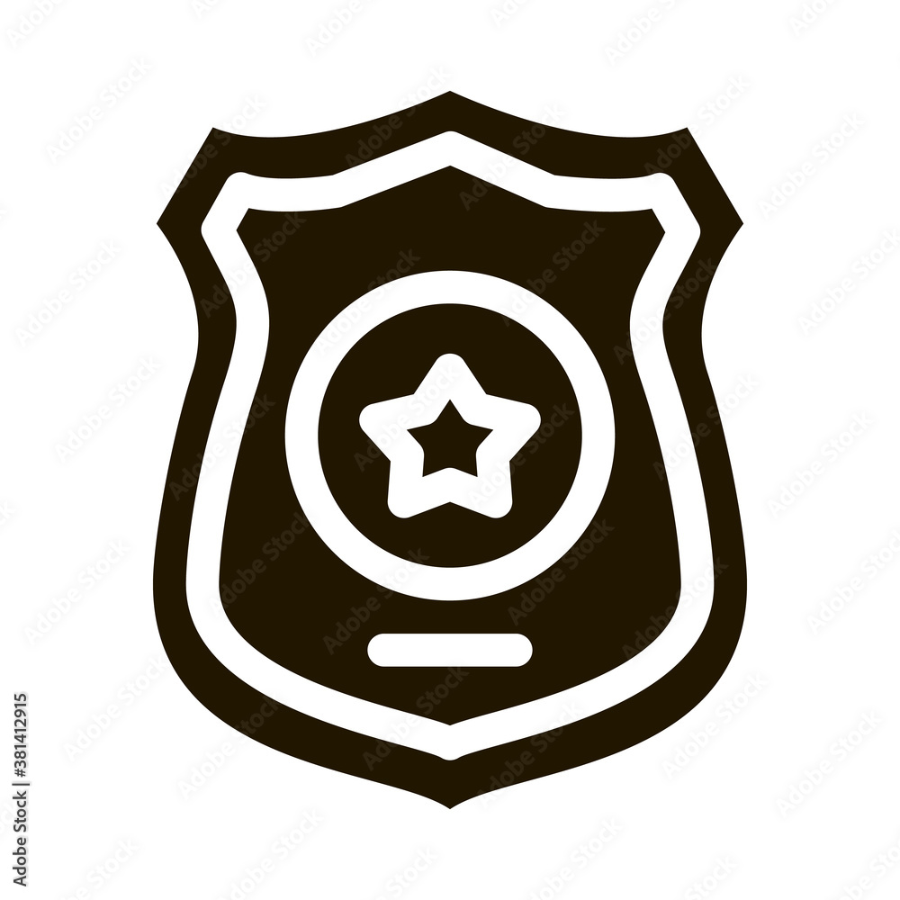 Police Officer Badge glyph icon vector. Police Officer Badge Sign. isolated symbol illustration Police Officer Badge glyph icon vector. Police Officer Badge Sign. isolated symbol illustration