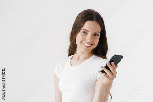 Happy young woman wearing casual clothing