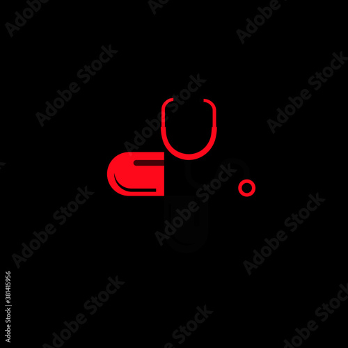 Doctor plus capsul stethoscope logo design health care and medical pharmacy vector symbols.