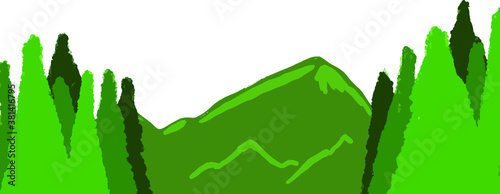 Flat of landscape green natural forest trees background 