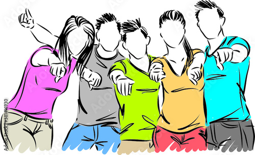 group of friends having fun vector illustration